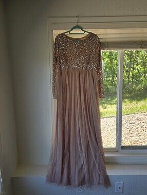 Rose Gold Sequin & Tulle Evening Gown